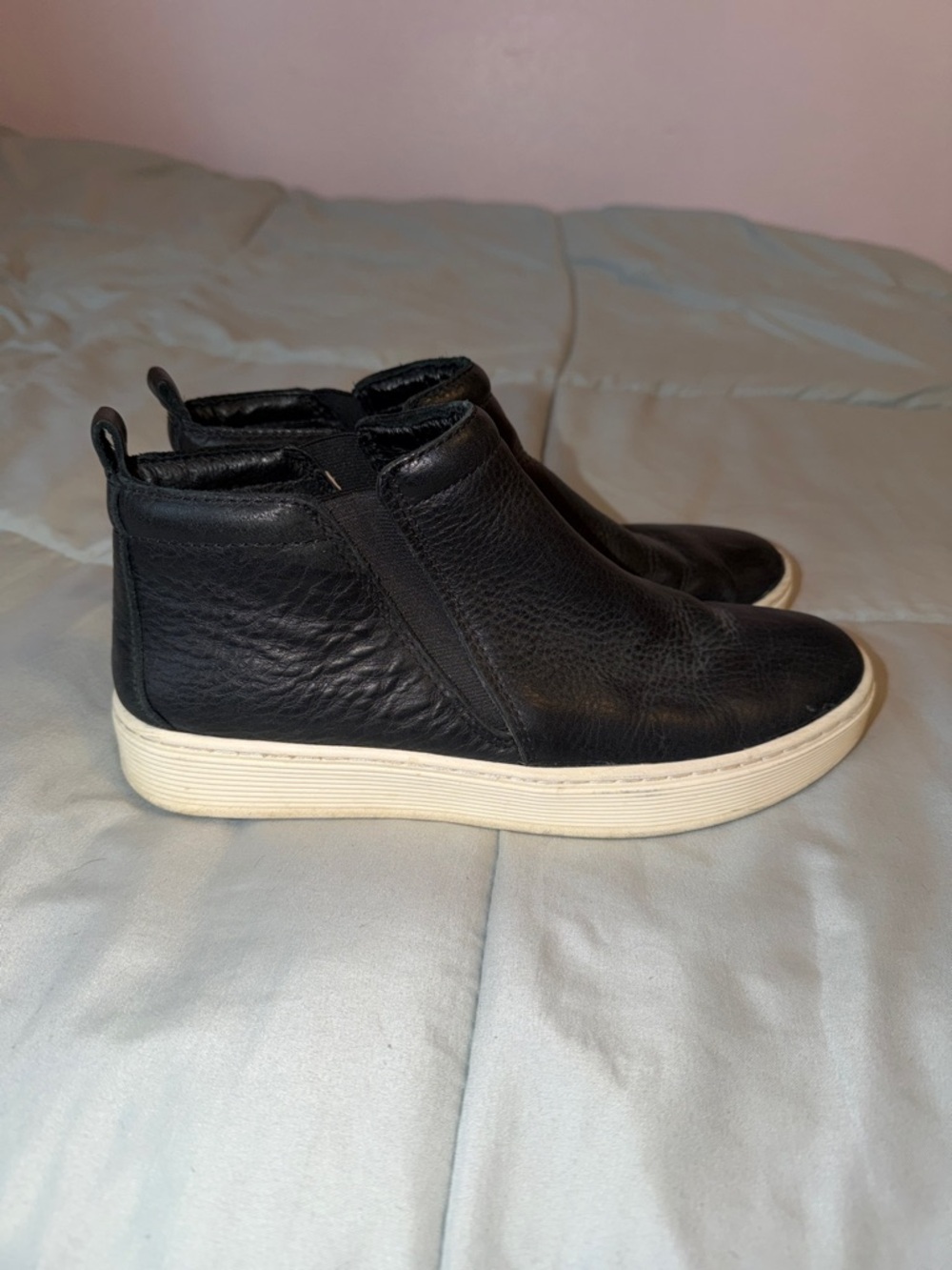 Sofft Black Leather Slip-On High-Top Sneakers